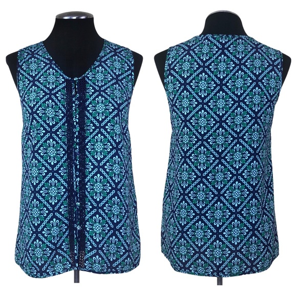 Market & Spruce Tops - Market & Spruce - Sleeveless Crochet Detail Print Top - Stitch Fix